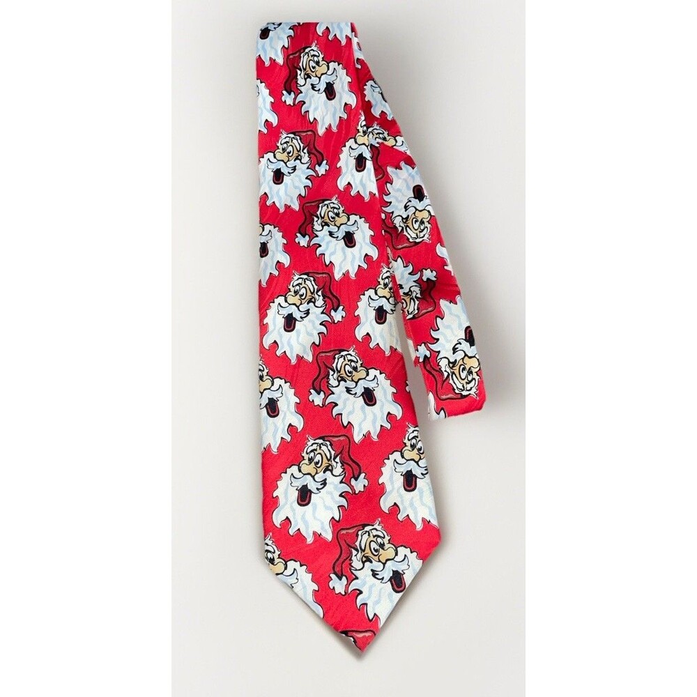 vintage 90s novelty Christmas tie, cartoon Santa, Keith Daniels 4”